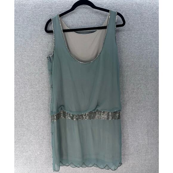 Adriana Papell Women's sz 10 Fishscale Beaded Cocktail NYE Holiday Party Dress - Picture 4 of 12